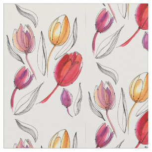 Schitterende waterverf tulpen op een witte achterg stof