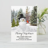 Schitterende winter met sneeuwman Kerstkaart (Staand voorkant)