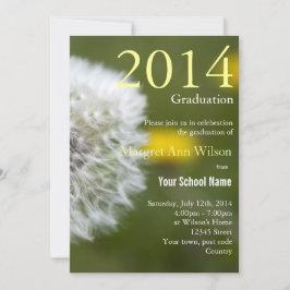 Schitterende witte dandelionzaadkop afstuderen kaart