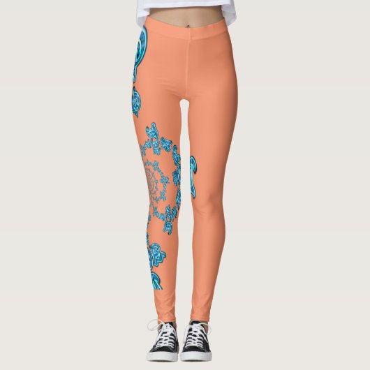 Schitterende zalmmonogram kleurenontwerp leggings (Voorkant)