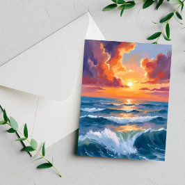 Schitterende Zee Zonsondergang Oceaan Aquarel Verf