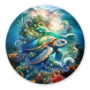 Schitterende Zeeen schildpad Keramische Knop
