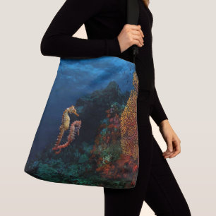Schitterende zeepaardenparen met staarten crossbody tas