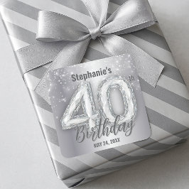 Schitterende Zilveren Fonkelende Diamant 40e Verja Vierkante Sticker