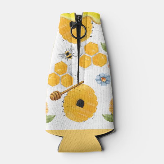 Schitterende zonnebloem voor tuinbijen flesjeskoeler (Achterkant)