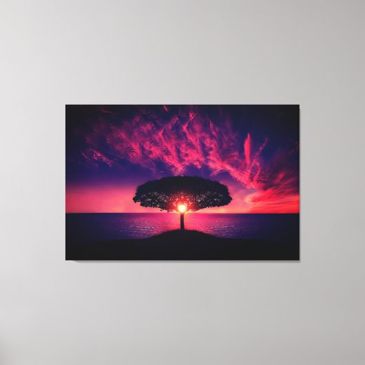 Schitterende zonneboom Silhouette Natuur Landscape Canvas Afdruk (Voorkant)