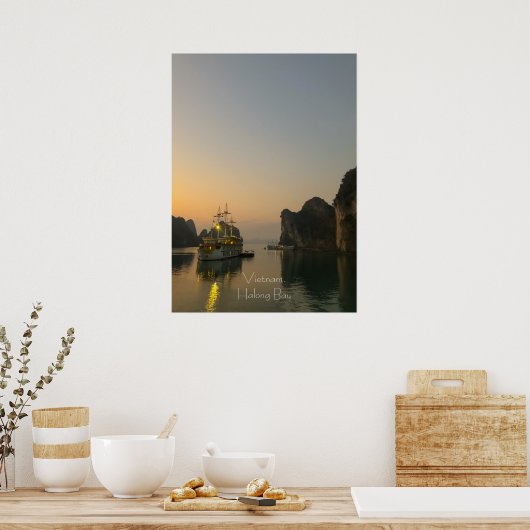 Schitterende zonsondergang in Halong Bay Vietnam H Poster (Keuken)