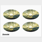 Schitterende, zonsonderste Schilderachtig landscha Ovale Sticker (Vel)