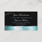 Schitterende zwarte Blauwgroen gebogen decor lijne Visitekaartje (Achterkant)
