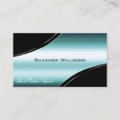 Schitterende zwarte Blauwgroen gebogen decor lijne Visitekaartje (Voorkant)