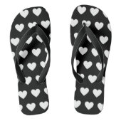 Schitterende zwarte en witte harten bedrukt teenslippers (Voetbed)