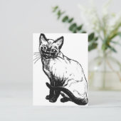 Schitterende zwarte en witte kunst - Siamese kat Briefkaart (Staand voorkant)