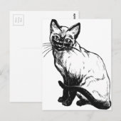 Schitterende zwarte en witte kunst - Siamese kat Briefkaart (Voorkant / Achterkant)