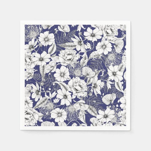 Schitterende zwarte witte lijntekenpony lily-feron servet (Voorkant)