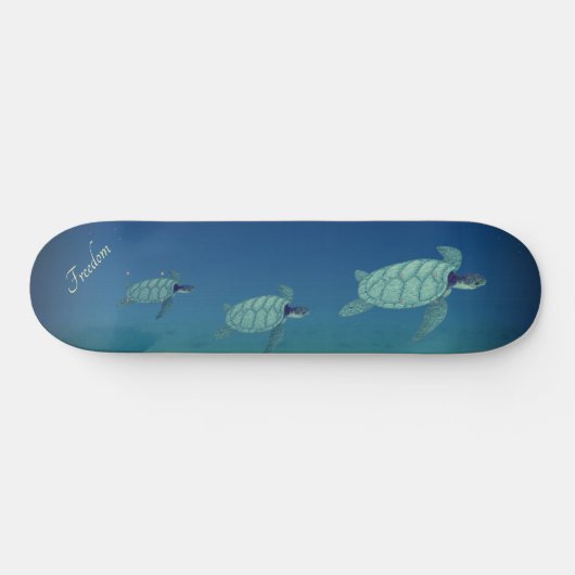 Schitterende zwemschildpadden en kalligrafie persoonlijk skateboard (Horizontaal)