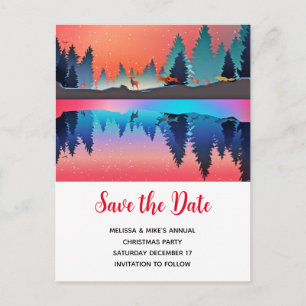 Schitterig wintermeer met herten Kerstmis save the Uitnodiging Briefkaart