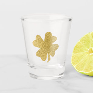 Schittert Gouden Blad 4 van de klaver Ontsproten Shot Glas