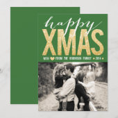 Schittert het Groene Goud van Kerstmis de Vlakke Feestdagenkaart (Voorkant / Achterkant)