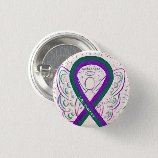 Schizencephaly Awareness Ribbon Angel Button (Voorkant /achterkant)