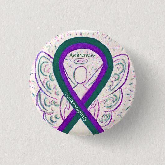 Schizencephaly Awareness Ribbon Angel Button (Voorkant)