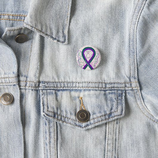 Schizencephaly Awareness Ribbon Angel Button (In situ)