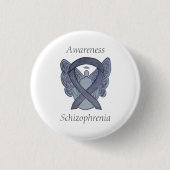 Schizofrenie Bewustmaking Ribbon Angel Custom Pins Ronde Button 3,2 Cm (Voorkant)