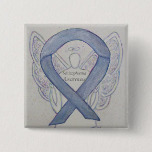 Schizofrenie Bewustmaking Ribbon Angel Custom Pins Vierkante Button 5,1 Cm