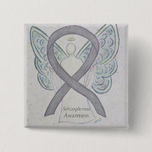 Schizofrenie Bewustmaking Ribbon Angel Custom Pins Vierkante Button 5,1 Cm