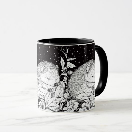 Schlafender Igel Herbst Laub Sternenhimmel Mok (Voorkant rechts)
