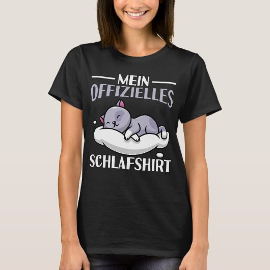 Schlafshirt Nachthemd Schlafanzug Katze T-shirt (Voorkant)