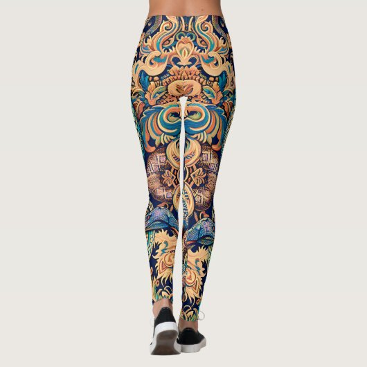 Schlangenmuster Blumendekor Leggings (Achterkant)
