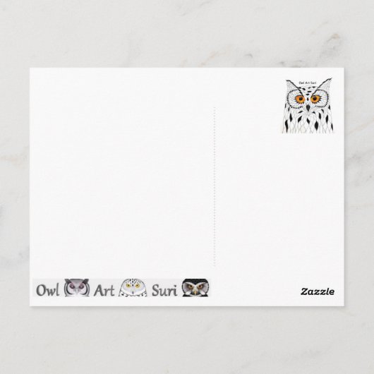 Schleiereule & Frau Briefkaart (Achterkant)