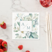 Schlicht elegante groen monogram servet (Insitu)