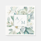 Schlicht elegante groen monogram servet (Voorkant)