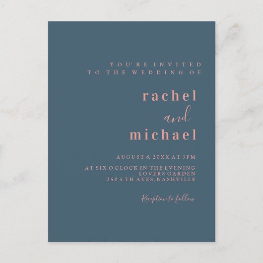Schlicht elegante Hochzeitseinladung Briefkaart (Voorkant)