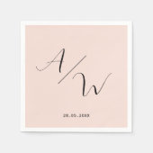 Schlicht elegante Monogram Blush Servet (Voorkant)