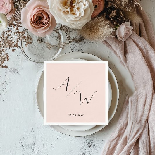 Schlicht elegante Monogram Blush Servet