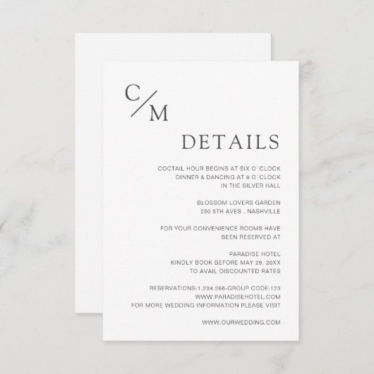 Schlicht elegante Monogramm (Voorkant / Achterkant)