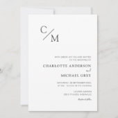 Schlicht elegante Monogramm einladung Kaart (Voorkant)