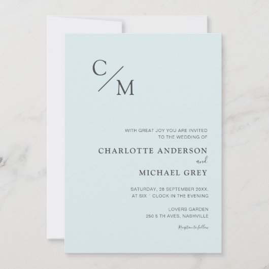 Schlicht elegante Monogramm einladung Kaart (Voorkant)