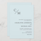 Schlicht elegante Monogramm einladung Kaart (Voorkant / Achterkant)