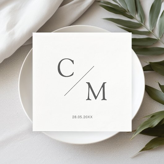 Schlicht elegante Monogramm Serviette Servet