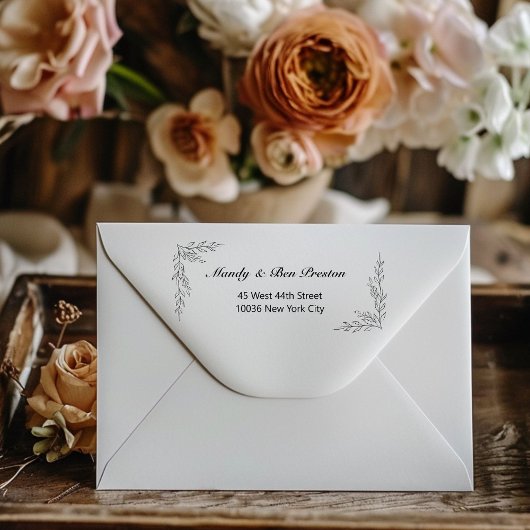 Schlicht Floral Namen Adressen Rubberstempel