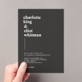 Schlicht modern, vet, donkergrijs acryl acryl uitnodigingen (Insitu (Draagbaar))