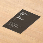 Schlicht modern, vet, donkergrijs acryl acryl uitnodigingen (Laagn)