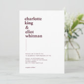 Schlicht modern Weiß, Aubergine einladung Kaart (Staand voorkant)