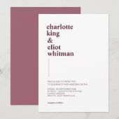 Schlicht modern Weiß, Aubergine einladung Kaart (Voorkant / Achterkant)