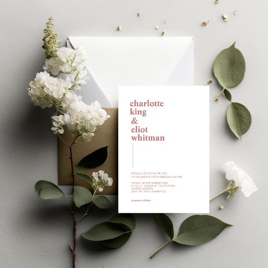 Schlicht modern Weiß, Braun einladung Kaart