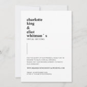 Schlicht modern Weiß, Schwarz einladung Kaart (Voorkant)