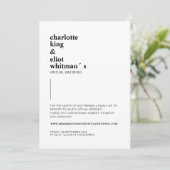 Schlicht modern Weiß, Schwarz einladung Kaart (Staand voorkant)